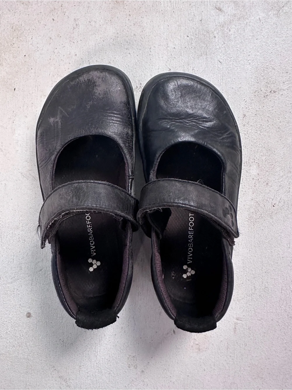Vivo Barefoot Black Kids Mary Jane Hook-and-Loop Shoes